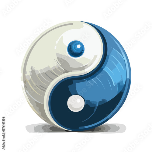 Yin and Yang Symbol Vector – Taoism Balance Icon in Minimalist Flat Style