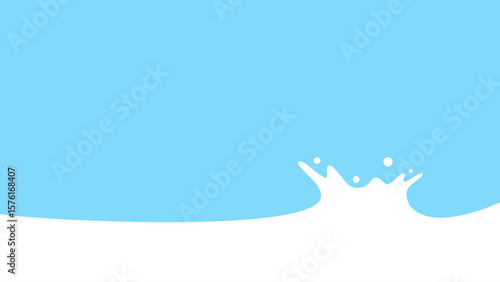 Minimalist Milk Splash on Blue Background. Abstract vector illustration of a white liquid splash resembling milk or cream on a bright blue background.