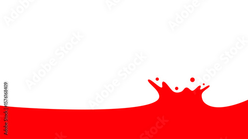 Red Liquid Splash on Clean White Background. Bold abstract illustration of a red liquid splash on a smooth white background.
