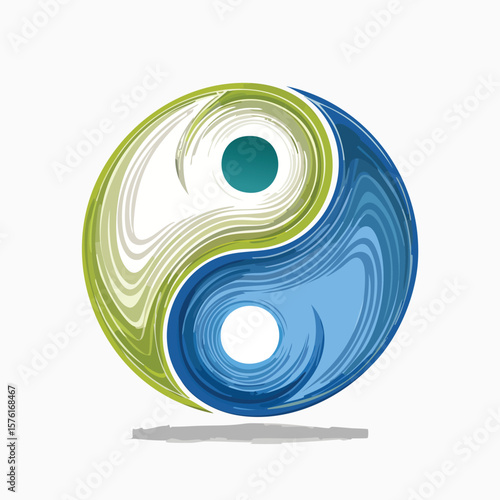 Yin and Yang Symbol Vector – Taoism Balance Icon in Minimalist Flat Style