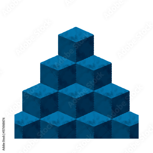 Concrete block tower. Block. Striking. Fashionable. Asphalt. blue. Dot. Digital. Craft.