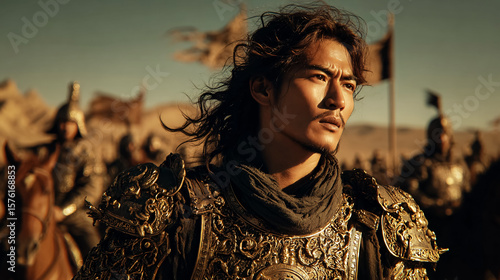 Chef mongol a la tête d'un armée