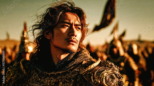 Chef mongol a la tête d'un armée