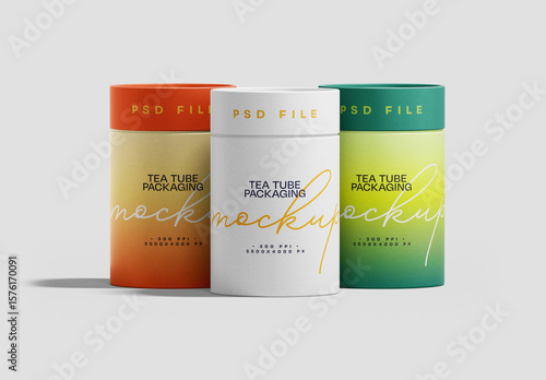 Paper Tube Tea Packaging Mockup