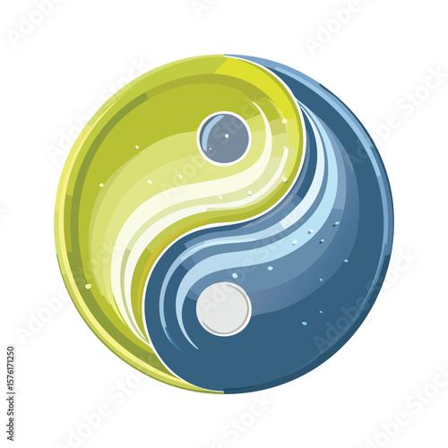Yin and Yang Symbol Vector – Taoism Balance Icon in Minimalist Flat Style