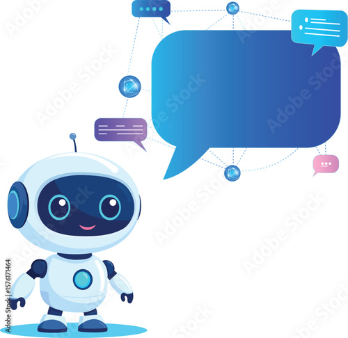 Friendly support with an AI chatbot. This template uses a chatbot to transmit a message in a conversational cloud. A digital chatbot app for virtual customer service and instant assistance. 