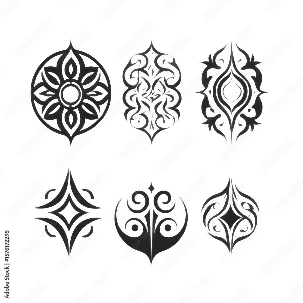 Floral seamless ornamental vector pattern design set with vintage scroll and damask elements Floral seamless ornamental vector pattern design set with vintage scroll and damask elements