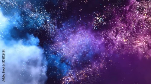 Colorful cosmic nebula in purple and blue tones with stars  