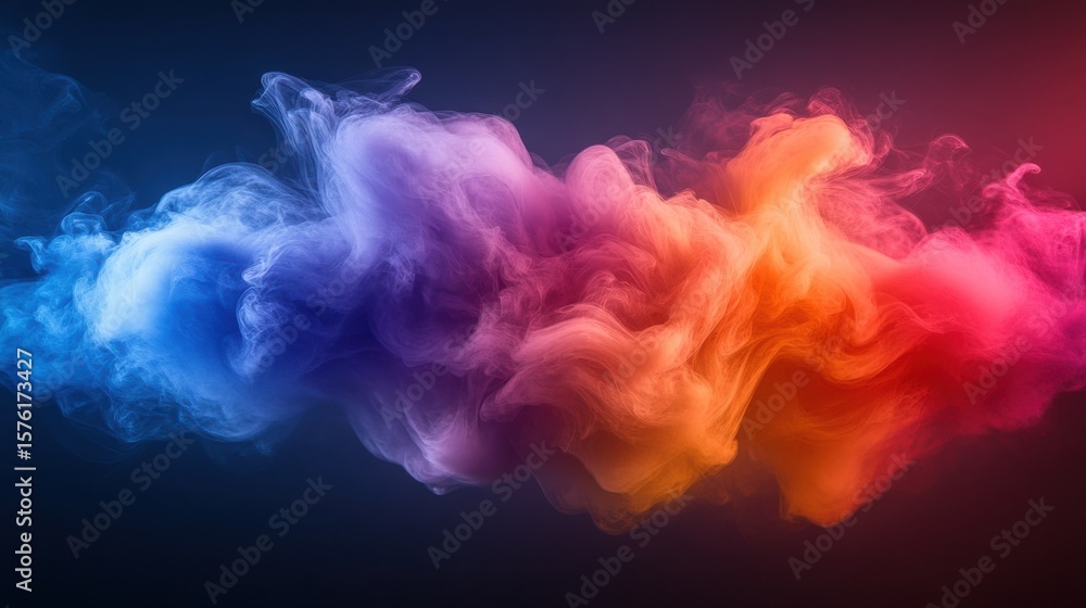 Fototapeta premium Colored Smoke Cloud Against Dark Background