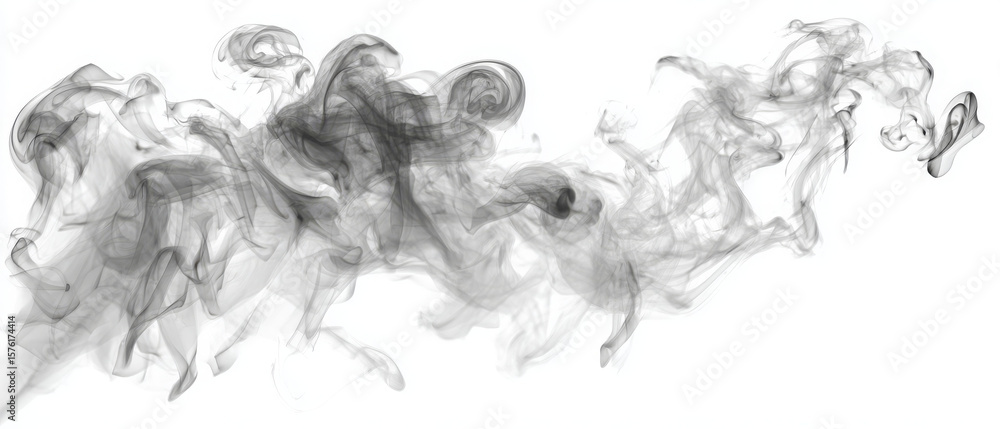 Fototapeta premium Abstract Black Smoke Swirls on White Background