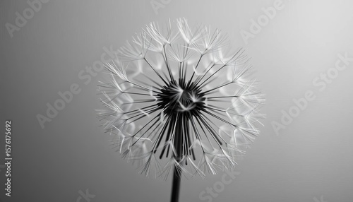 Wallpaper Mural Intricate monochrome close-up of dandelion seed head against a muted grey backdrop,  wind,  background image Torontodigital.ca