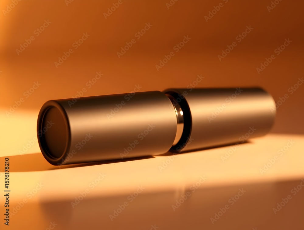 Fototapeta premium Sleek Metallic Cylinder: Precision Engineering & Modern Design