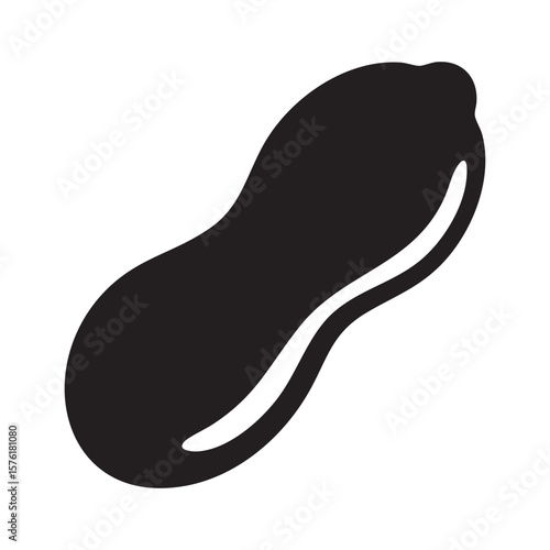 Black Silhouette Of A Peanut On A White Background Food Concept