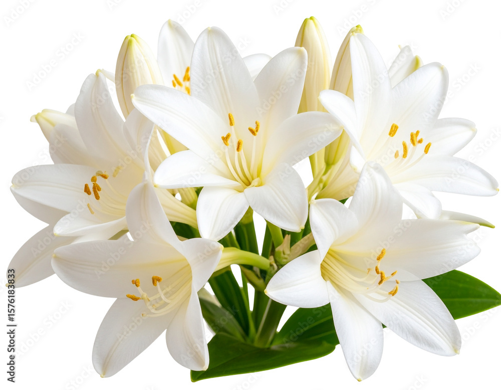 Fototapeta premium Elegant White Tuberose Flower Cluster, Side View with Soft Lighting