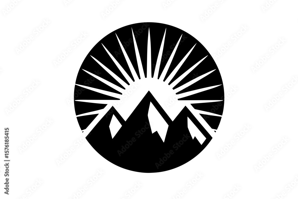 Mountain peaks sun rays graphic design silhouette vector illustration Mountain peaks sun rays graphic design silhouette vector illustration