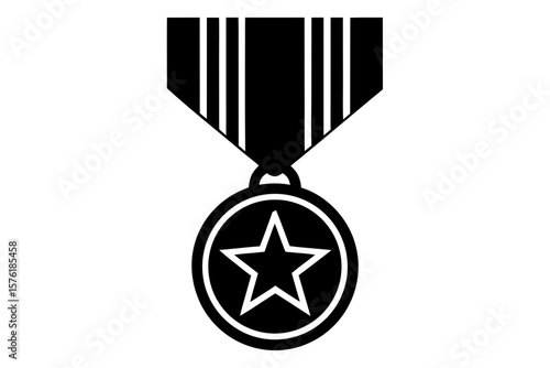 Medal of honor military award vector silhouette vector illustration