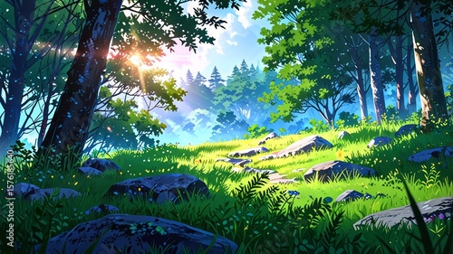 Anime style natural landscape view