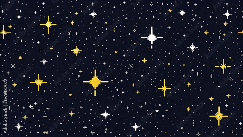 Fototapeta premium Cute Seamless Star Pattern — Hand-Drawn Night Sky and Space Background Vector Illustration