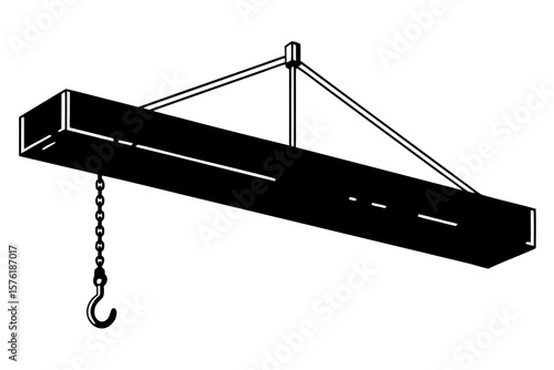 Crane hoist lifting machinery equipment industrial silhouette vector illustration