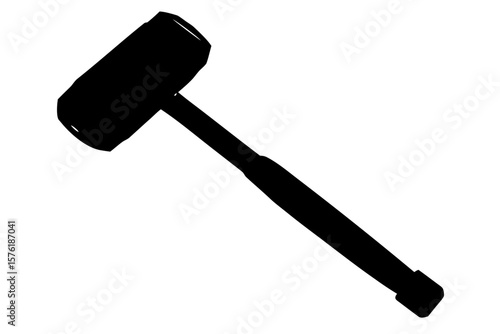 Rubber mallet tool construction equipment silhouette vector illustration