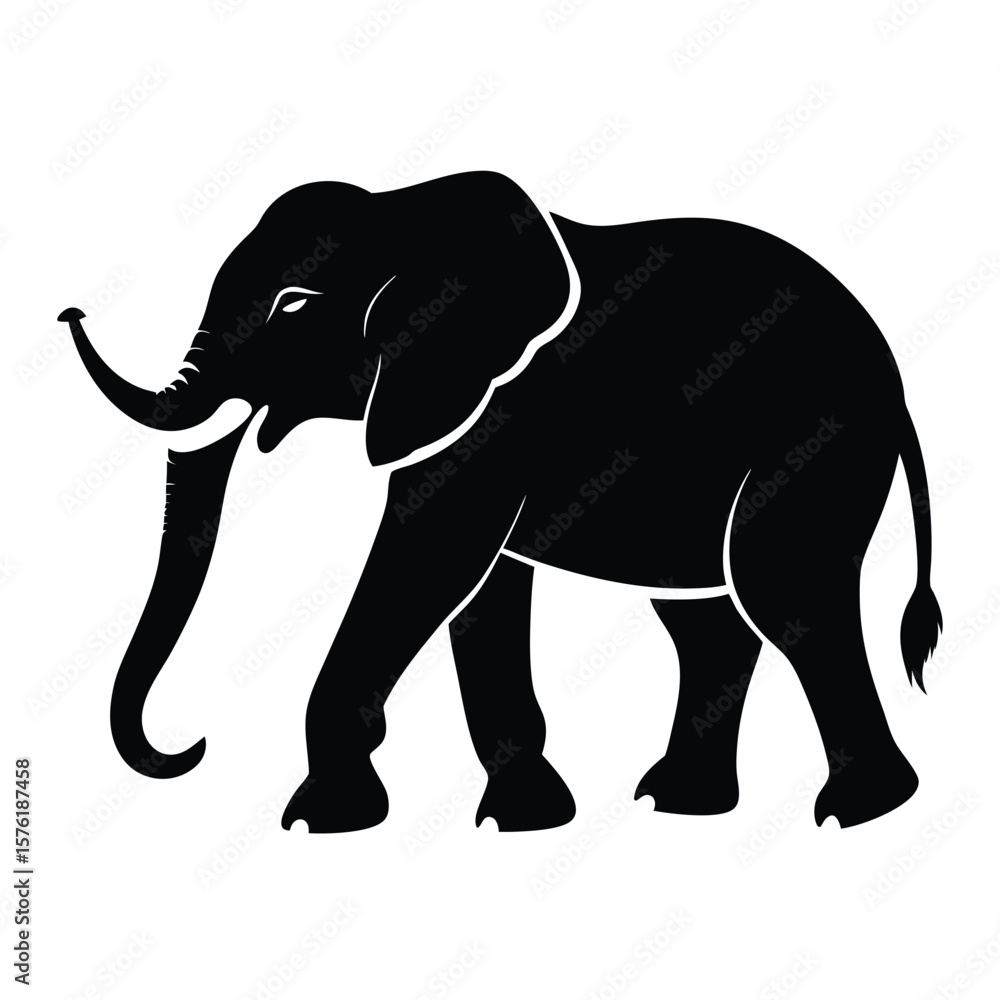 Fototapeta premium Elephant Silhouette Vector Icon