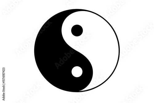 Yin yang balance harmony oriental symbol zen taoism silhouette vector illustration