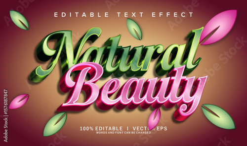 natural beauty vector text effect with modern style design