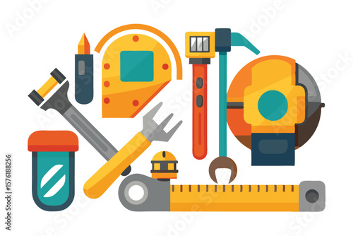 An Assortment of Colorful Construction and Carpentry Tools For a DIY Project Enthusiast Ready to Get Started on Their Next Home Improvement Task