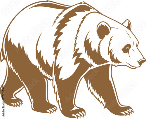 Brown bear vector illustration of a wild mammal silhouette