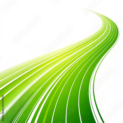 Abstract green flowing lines with a gradient effect on a white background