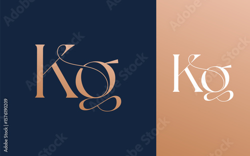 Initial letter KG GK logo design vector illustration for couple, wedding, and business