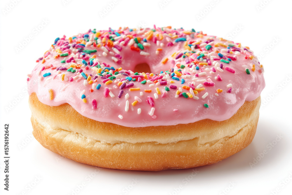 Pink glazed donut with sprinkles