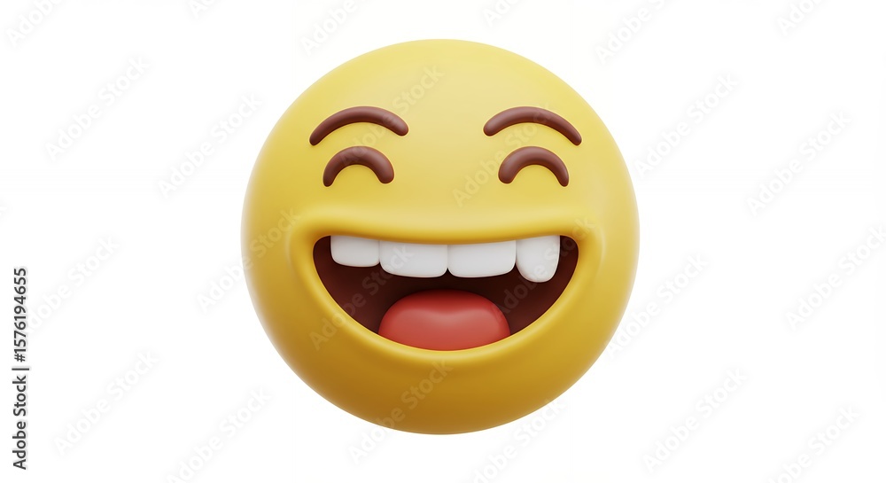 Fototapeta premium Happy yellow emoji illustration