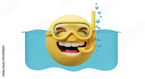 Happy scuba emoji underwater