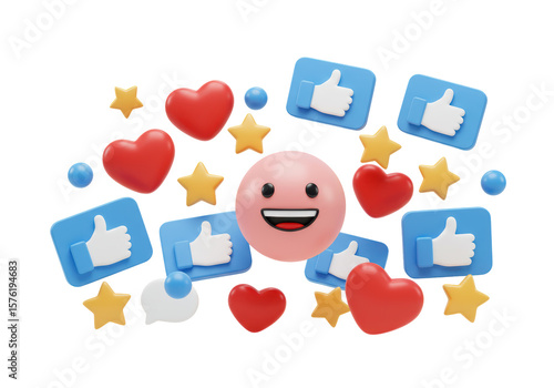 Isolated Social Media Icons with Smiling Face for Engagement