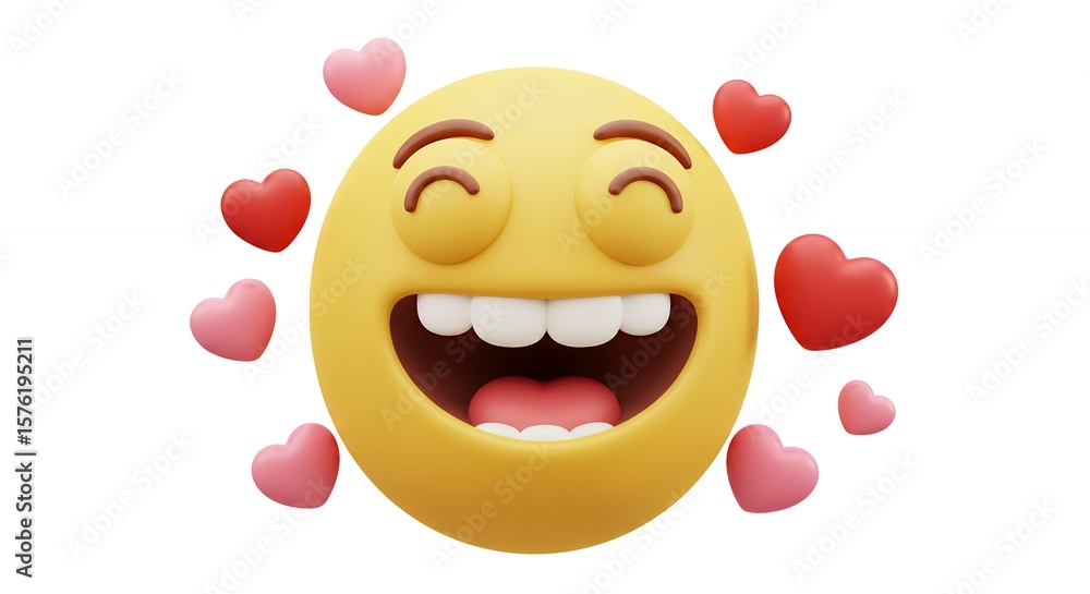 Fototapeta premium Smiling emoji with hearts