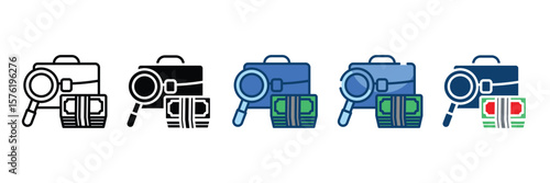 Hidden Briefcase Icon Set Multiple Style Collection