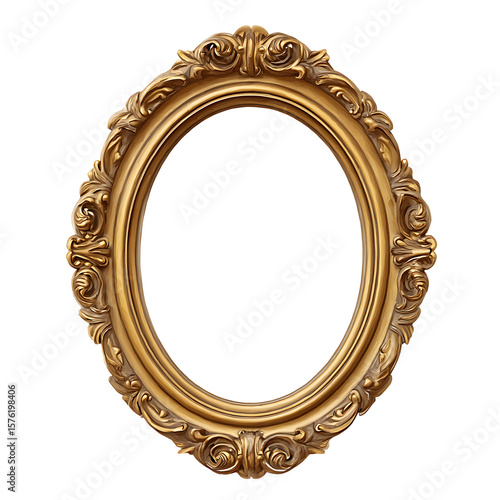 vintage gold frame isolated on white