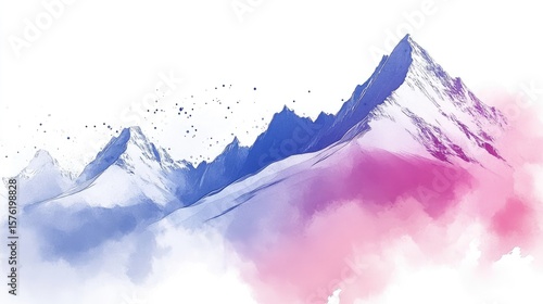 Colorful mountain range illustration with soft textures.