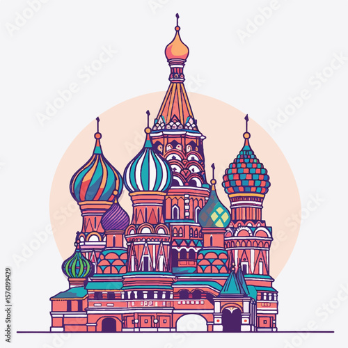 Vibrant Illustration of St Basils Cathedral in Moscow