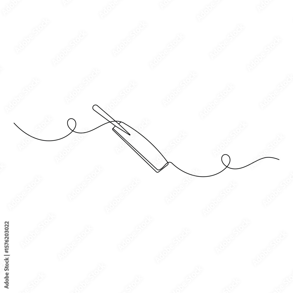 Fototapeta premium cricket bat single line art drawing bat outline vector icon 