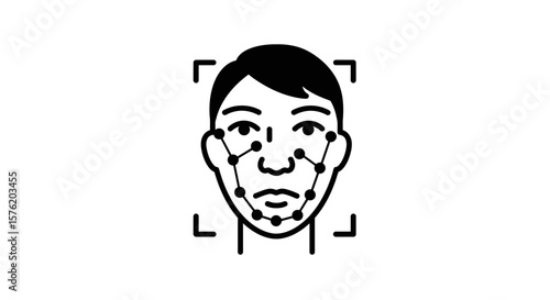 A face scan represents biometric identification technology isolated on white background