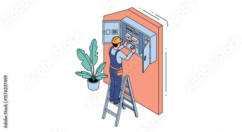 Electrician working on electrical panel maintenance and repair services