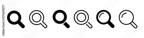 Search icon set. Magnifying glass symbol. Vector Loupe logo