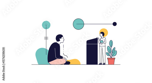 Business meeting presentation and audience engagement in a modern office setting