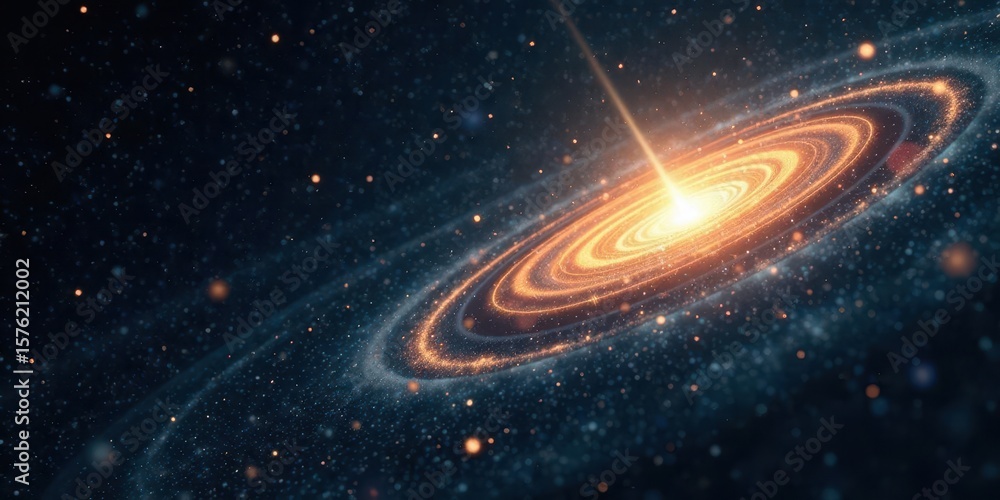Fototapeta premium A Radiant Cosmic Spiral, Celestial Dust and Glowing Energy, Embracing the Infinite Vastness of Space