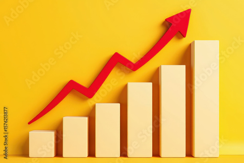Dynamic Bar Graph with Rising Arrow Symbolizing Upward Trends and Positive Growth on a Yellow Background Representing Success Achievement and Financial Improvement Free Download Dynamic Bar Graph with Rising Arrow Symbolizing Upward Trends and Positive Growth on a Yellow Background Representing Success Achievement and Financial Improvement - GFXLoad
