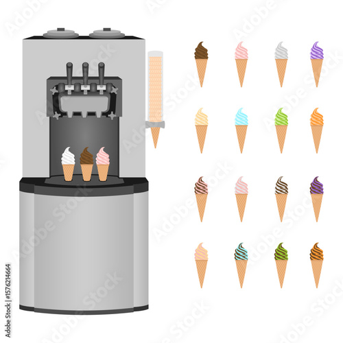 ice cream machine front view vector illustration isolated on white background.