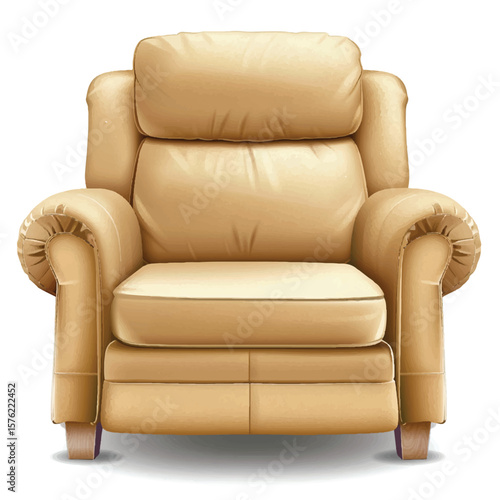 Luxurious Beige Armchair with Detailed Stitching and Comfortable Design