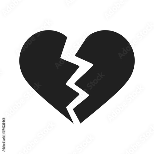 Black broken heart symbol love relationship